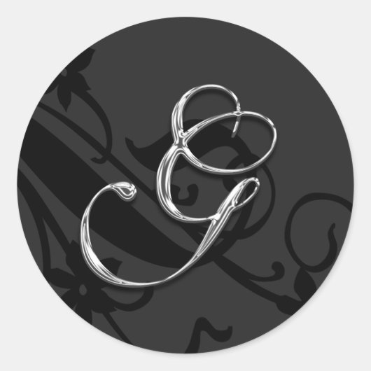 G Monogram Letter Wedding Black Envelope Seal Ronde Sticker (Voorkant)