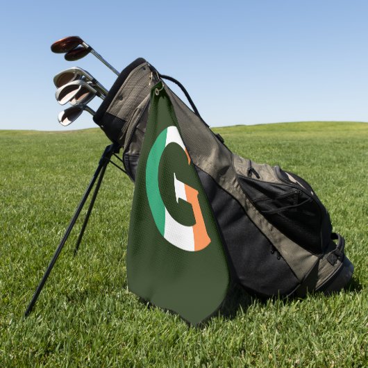 G Monogram overlay op Ierse vlag gtcnt Golfhanddoek (Groen)