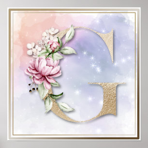 G Monogramme Bourgogne Poster Floral