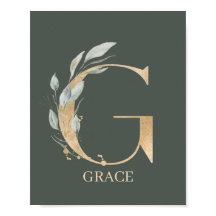 G Monogramme Floral Poster personnalisé