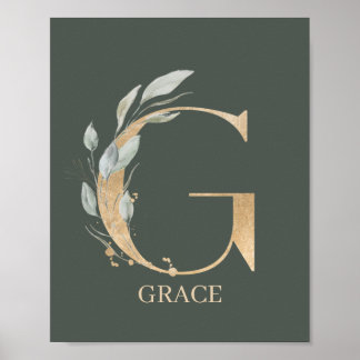 G Monogramme Floral Poster personnalisé