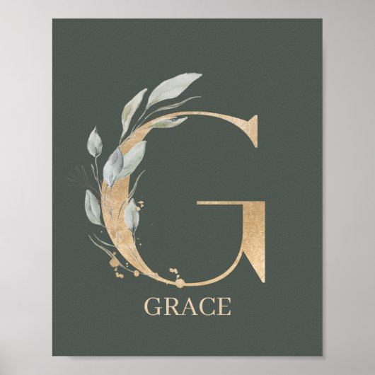 G Monogramme Floral Poster personnalisé (Devant)