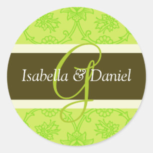G Monogrammen voor huwelijkssluitingen Ronde Sticker
