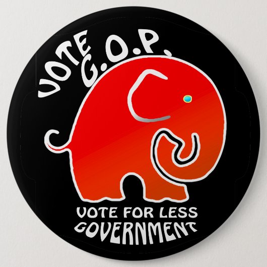 G.O.P. Elephant Less Government (Button) Ronde Button 6,0 Cm (Voorkant)