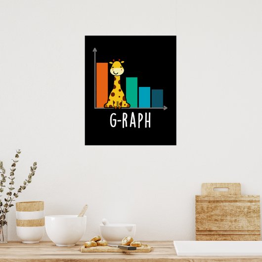 G-raph Funny Giraffe Graph Pun Dark BG Poster (Keuken)