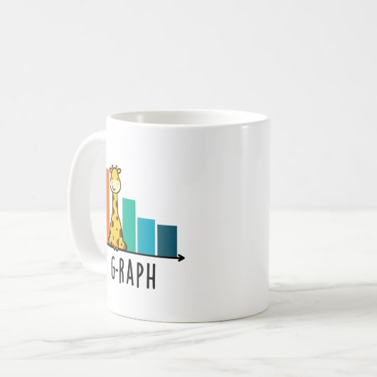 G-raph Funny Giraffe Graph Pun Koffiemok (Voorkant links)