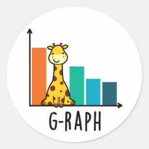 G-raph Funny Giraffe Graph Pun Ronde Sticker