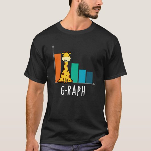 G-raph Grappige Giraffe Grafiek Woordgrap Dark BG T-shirt (Voorkant)