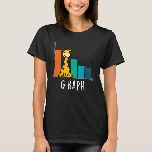 G-raph Grappige Giraffe Grafiek Woordgrap Dark BG T-shirt (Voorkant)