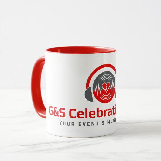 G&S-feestjes, rode en witte mok (Voorkant links)