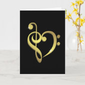 G-sleutel en bas het hartliefde van de kaart (Gele Bloem)