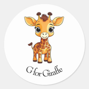 G voor Giraffe Ronde Sticker