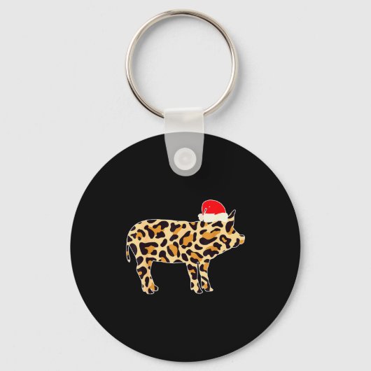 G With Santa Hat Family Matching Christmas Leopard Sleutelhanger (Voorkant)