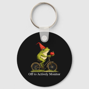 Ga actief de grappige kikker fietsleraar monitoren sleutelhanger