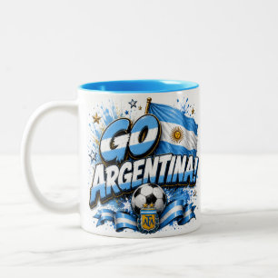 Ga Argentinië Voetbal Ontwerp Argentinië Tweekleurige Koffiemok