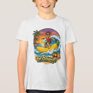 Ga Bananen Surfende Jongen Zomer Strand Avontuur Tri-Blend Shirt
