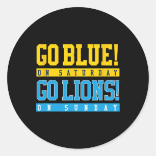 Ga blauw! Op zaterdag gaan de leeuwen! Op zondag F Ronde Sticker