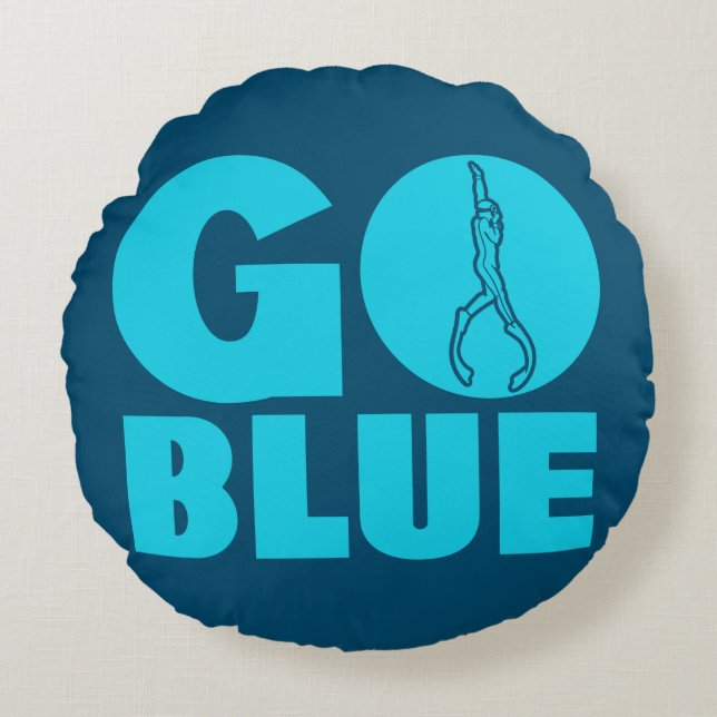 Ga blauw rond kussen (Voorkant)