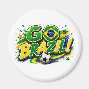 Ga Brazilië Patriottische Voetbalfan Braziliaan Magneet