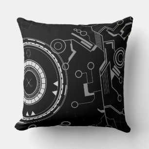 GA DIGITAL Grey op Black Modern Retro Sierkussen