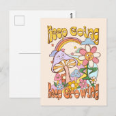 Ga door, blijf groeien | Paddenstoel & Bloemen Briefkaart (Voorkant / Achterkant)