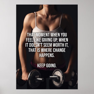 Ga door - Vrouwelijke Gym Motivatie Poster