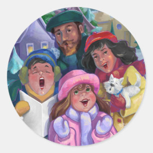 Ga een Caroling Illustratie maken Ronde Sticker