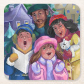 Ga een Caroling Vierkante Kartonnen Onderzetter (Voorkant)