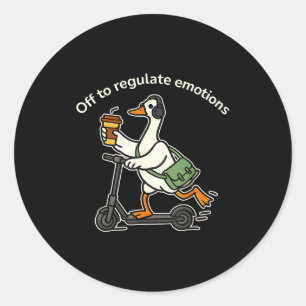 Ga emoties reguleren grappige dwaze gans mentale g ronde sticker