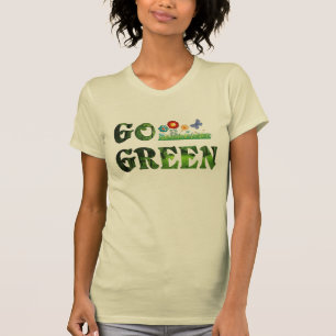 Ga groen eco-vriendelijk vegetarisch besparen bos t-shirt