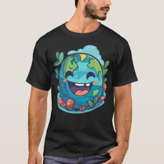 Ga groen met ons Kawaii Schattige Earth Collectie  T-shirt