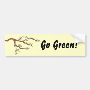 Ga Groene Tak met Bladeren Bumpersticker