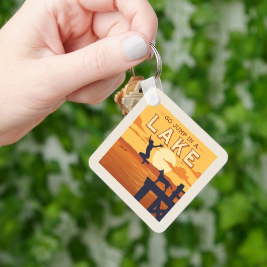 Ga in een meer springen sleutelhanger (Hand)