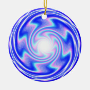 Ga in het licht - blauwe spiraal (woorden toevoege keramisch ornament