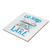 Ga in het meer springen tegeltje (Zijkant)