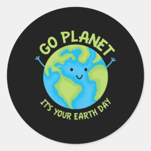 Ga je gang naar de aarde van je geboortedag Kawaii Ronde Sticker