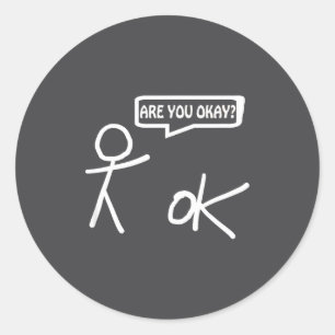 Ga je goed_ Cartoon-stickfiguur Hulp Sarcasme Grap Ronde Sticker