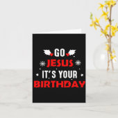 Ga Jezus Het Is Je Verjaardag Grappig Kerstmis Fam Kaart (Gele Bloem)