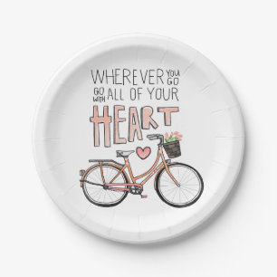 Ga met al je hart - fiets papieren bordje