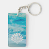 Ga met de getijdenoceaan golven diamanten zeeschel sleutelhanger (achterkant)