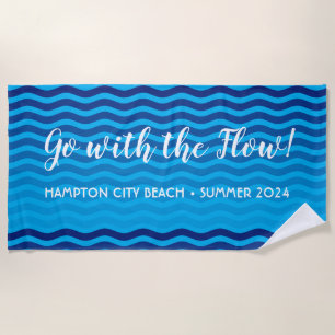 "Ga met de stroom" Blue Waves strandlaken