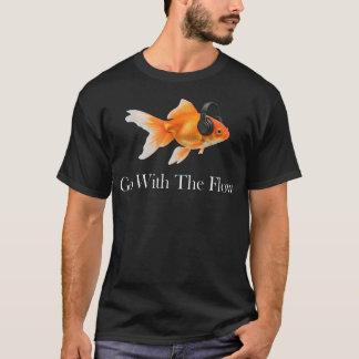 Ga met de stroom mee Goudvis Hoofdtelefoon Grappig T-shirt