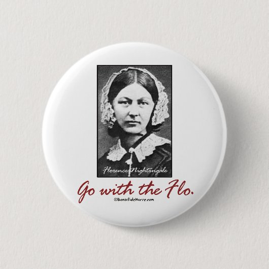 Ga met Florence Nightingale Ronde Button 5,7 Cm (Voorkant)