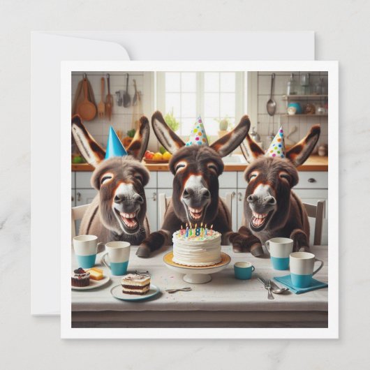 Ga met ons mee voor een lach, lachende ezel uitnod kaart (Voorkant)