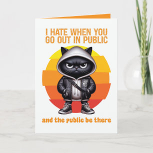 Ga naar buiten Funny Introvert Zwarte Kat Kaart