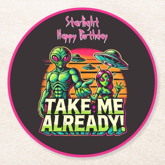 Ga naar Cosmic Adventures! Ronde Kartonnen Onderzetter (Voorkant)