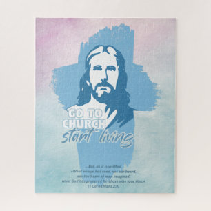 Ga naar de kerk..! Jezus Christus. Christelijke pr Legpuzzel