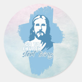 Ga naar de kerk..! Jezus Christus. Christelijke pr Ronde Sticker