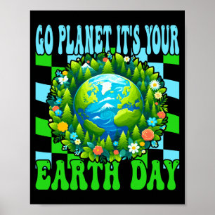Ga naar planeet aarde dag schattige aarde natuur l poster