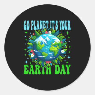 Ga naar planeet aarde dag schattige aarde natuur l ronde sticker